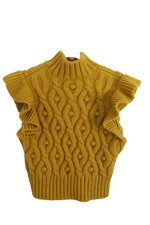 ZARA MUSTARD HIGH NECK FRILL