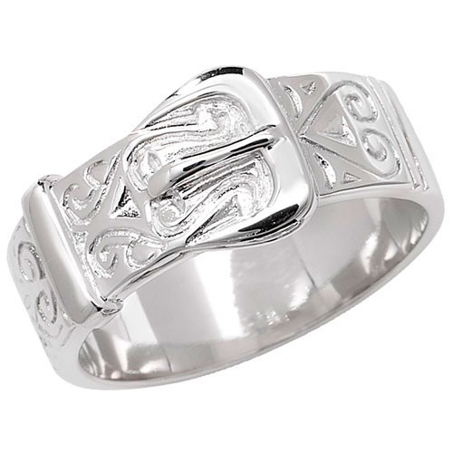 Sterling silver buckle ring - silver,