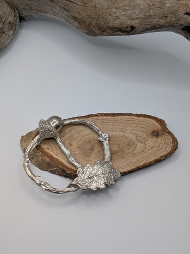 Silver tone acorn - scarf, ring