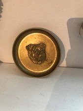 Vintage  brass bulldog plate beautiful lovely art 
