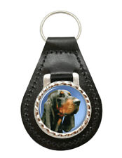 Black and Tan Coonhound Leather Key Fob