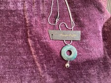 PHASE EIGHT Anya Pendant necklace silver  with grey/silver disc nwt RRP £29.00