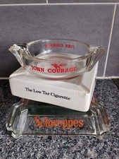3 VINTAGE ASHTRAYS SCHWEPPES,SILK CUT & JOHN COURAGE -MAN CAVE (See Description)