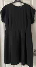 HOBBS SIZE 16 LITTLE BLACK DRESS SHORT SLEEVE BOX PLEAT FRONT FULLY LINED PARTY