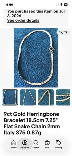 9ct gold herringbone bracelet - gold,