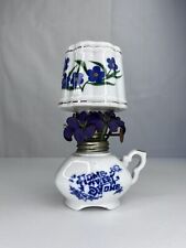 Vintage Mini Minature Blue/White Oil Lamp Tea Pot Vintage Made In Japan Porclein