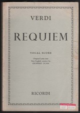VERDI: REQUIEM Vocal Score Ricordi