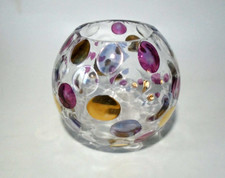 Vintage Nemo Borske Sklo Czech Optical Dot Olive Glass Vase, Max Kannegiesser