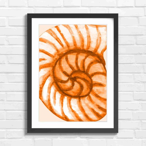 Blue watercolor nautilus shell - blue,