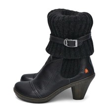 The Art Company 100% Leather And Wool Designer Heels Boots Shoes Size 38