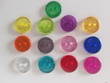 13mm / 15mm Resin Round Glitter Buttons Blue Yellow Green Navy Blue Purple White