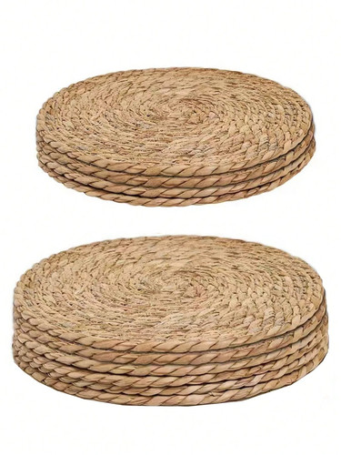 Round woven rattan placemats - round,