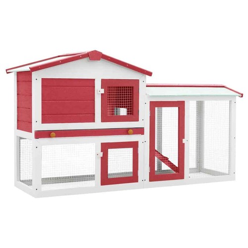 Outdoor large rabbit hutch red - outdoor,