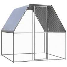 Chicken Cage Farm Walk in Chicken Coop Silver and Grey Galvanised Steel vidaXL