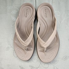Crocs Womens Taupe/Caramel Capri Comfort Flip Flops in UK Size 3
