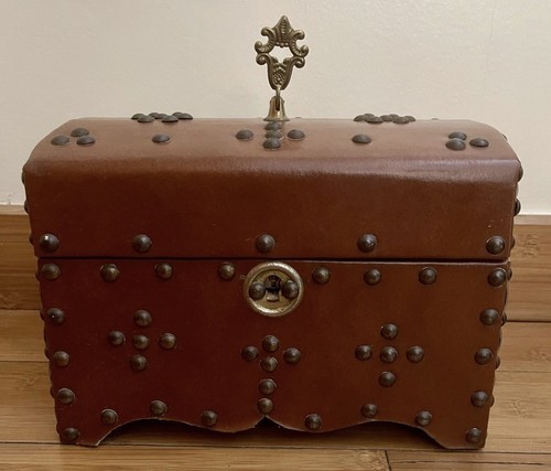 Antique leather covered box - antique,