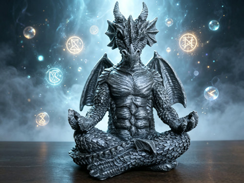 Mystical meditating dragon - mystical,