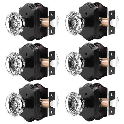 Octagonal crystal door knobs - octagonal,