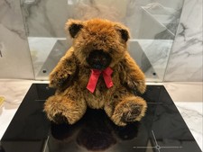 Harrods 1992 Vintage Christmas Bear Brown Plush Teddy Bear with Ribbon 13"