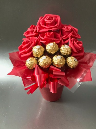 Red roses chocolates bouquet - red,