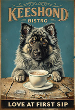 Keeshond Bistro Metal Sign