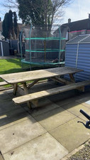 Wooden Pub Table and Bench Seats 14 People Ideal For Big Families Or Pub Gardens