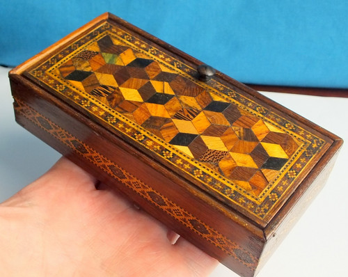 Antique tunbridge ware - ware, hinged