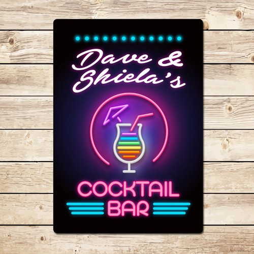 Personalised cocktail bar sign - cocktail,