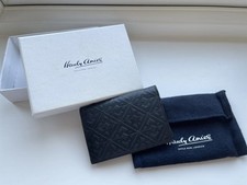 Hardy Amies Leather Card Wallet Navy Blue/Black New With Dust Cover & Box