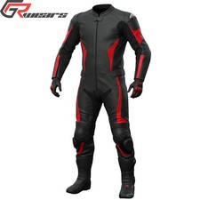 Motorcycle Track Racing Suit – Black/Red Leather 1 or 2 Piece