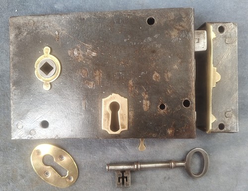 Reclaimed steel box rim lock - reclaimed,