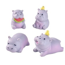 4Pcs Mini Cartoon Hippo Resins Figurine Desktop Ornaments Home Decoration Gift