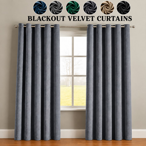 2pcs blackout velvet - blackout, curtains