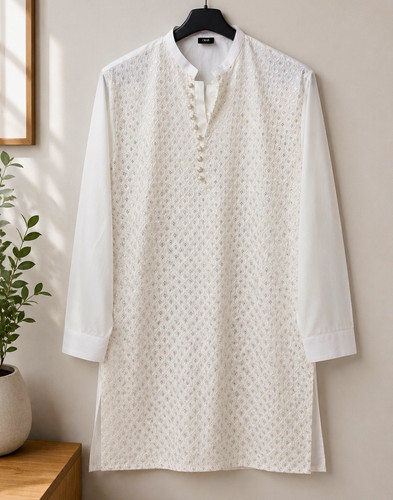 Men white embroidered - white,