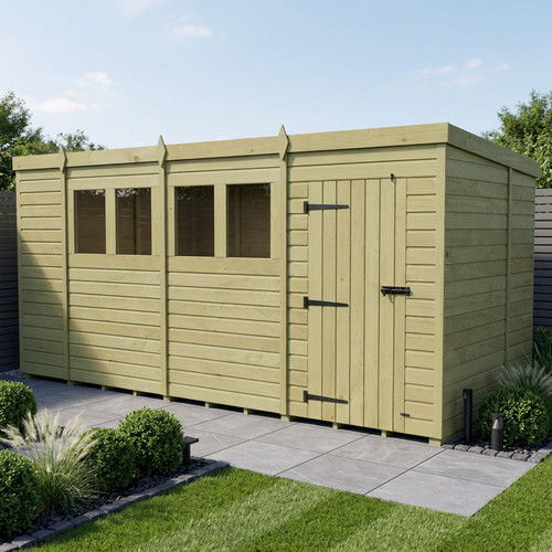 Pent shed single door - 14, x