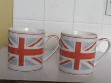 Pair of Ceramic Waitrose " Union Jack Flag " Designed Coffee Mugs