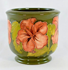 VINTAGE WALTER MOORCROFT HIBISCUS PLANTER VASE c1950