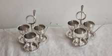 Pair Of Lovely Vintage Silver Plated Egg Cup Stands With 6 Cups And 6 Spoons