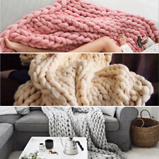 120x100cm Wool Chunky Knitted Thick Blanket Hand Knit Throw Sofa Cover Bedspread