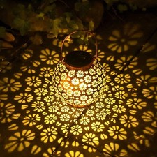 2 X Solar Lantern Lights, Outdoor Hanging Garden Lights Metal Lamp Solar Power