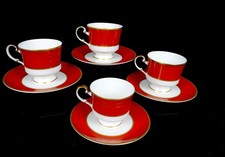 Mikasa Porcelain Egyptian Terracotta 4 Vintage 3" Cup & Saucer Sets 1978-