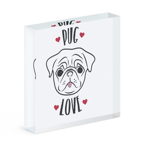 Pug love acrylic photo block - photo,