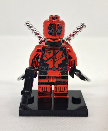 Shiny red deadpool minifigure - red,