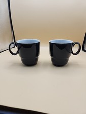 Denby Black Pepper Stackable Mugs Set Of 2 Great Used Condition
