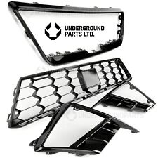 SEAT IBIZA MK5 FR FRONT GRILLES GLOSS BLACK UPPER & LOWER FOG COVERS LEFT RIGHT