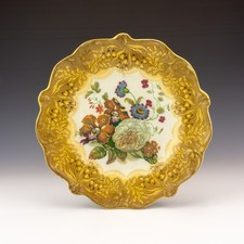 Antique F & R Pratt Prattware Pottery - No. 439B Bouquet Pattern Plate