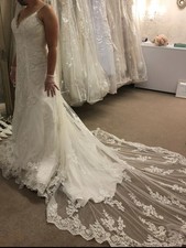 Morilee 2883 white lace embelished wedding dress with diamante detailing, New