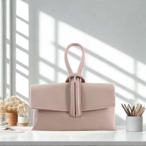 Real leather clutch - leather, women