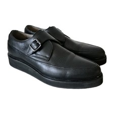AllSaints Luke Leather Creeper Shoes Black Size 10 Punk Goth Buckle RRP £199