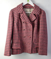 Conenmara Tweed Women's Double Breasted Jacket Pink Size S Wool Checked USED F2